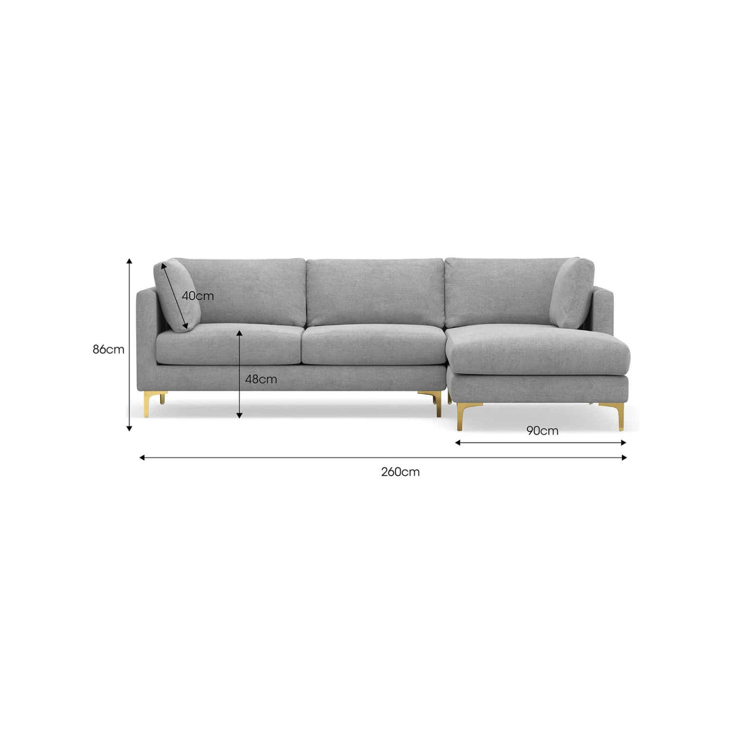 New π₯ L3 Home Alex 3.5 Seater Dove Grey Fabric Sectional Sofa With Right Chaise Lounge Light Grey - To Australia π 11 New π₯ L3 Home Alex 3.5 Seater Dove Grey Fabric Sectional Sofa With Right Chaise Lounge Light Grey - To Australia π - Image 9