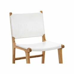 Promo 🌟 L3 Home Casey Set Of 2 White Flat Leather Natural Teak Wood Dining Chairs - To Australia 🛒 -L3 Home Sales 03fca60d31fd46039f3d8b40fd55c810