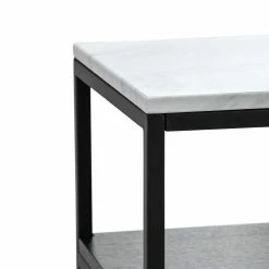 Promo 🧨 Australia Only - L3 Home Ebonie White Marble & Black Square Shelf Side Table 😀 -L3 Home Sales 0dd6efbefa70446b9cf20dbaf9eea8e5