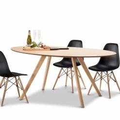 Best reviews of 🧨 Australia Only - L3 Home Carol 5 Piece Natural Oak Dining Set With Replica Black Eames Chairs 🛒