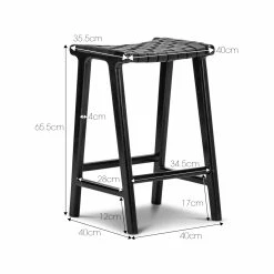 Flash Sale 💯 L3 Home Lazie 66cm All Black Leather Strapping Barstool In Solid Teak Wood - To Australia ✔️ -L3 Home Sales 10b2cb9d8b914829a7073925ded4e12d