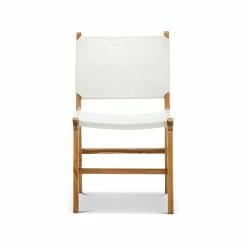 Promo 🌟 L3 Home Casey Set Of 2 White Flat Leather Natural Teak Wood Dining Chairs - To Australia 🛒 -L3 Home Sales 11f5fe21a1854d388ff309ad3fea3f3a