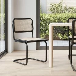 Best Sale ✨ Australia Only - L3 Home Blaire Set Of 2 Natural & Black Rattan Cantilever Dining Chair 🔥 -L3 Home Sales 12413db62d87448f8a6b53dcccac353a