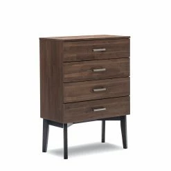 Promo ⭐ L3 Home Selena 4 Drawer Acacia Oak Tallboy Chest Dark Brown - To Australia 😍