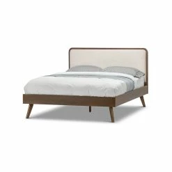 Best deal ⌛ Australia Only - L3 Home Stella Light Beige Upholstered Walnut Queen Bed Frame Brown 🔥