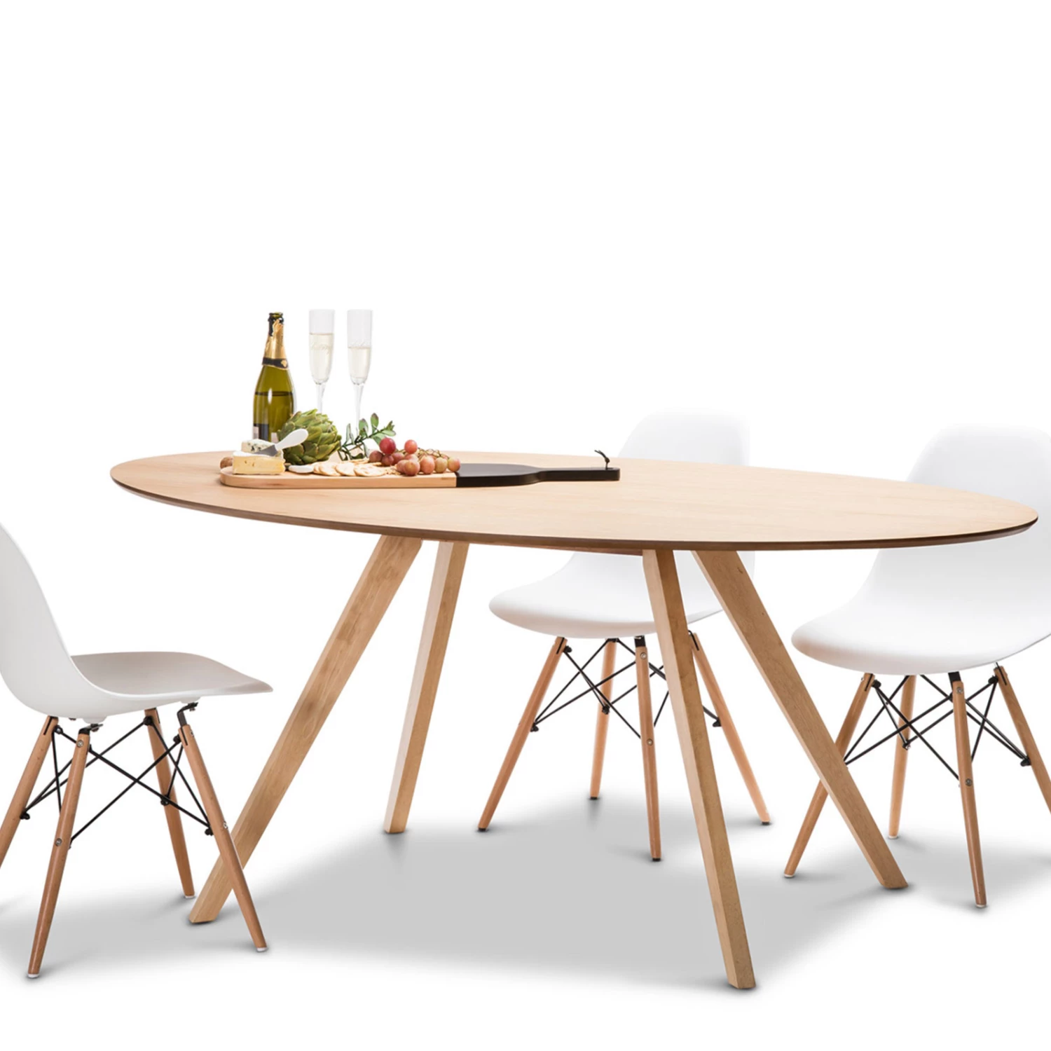 Discount π L3 Home Carol 5 Piece Natural Oak Dining Set With Replica White Eames Chairs - To Australia π 3 Discount π L3 Home Carol 5 Piece Natural Oak Dining Set With Replica White Eames Chairs - To Australia π