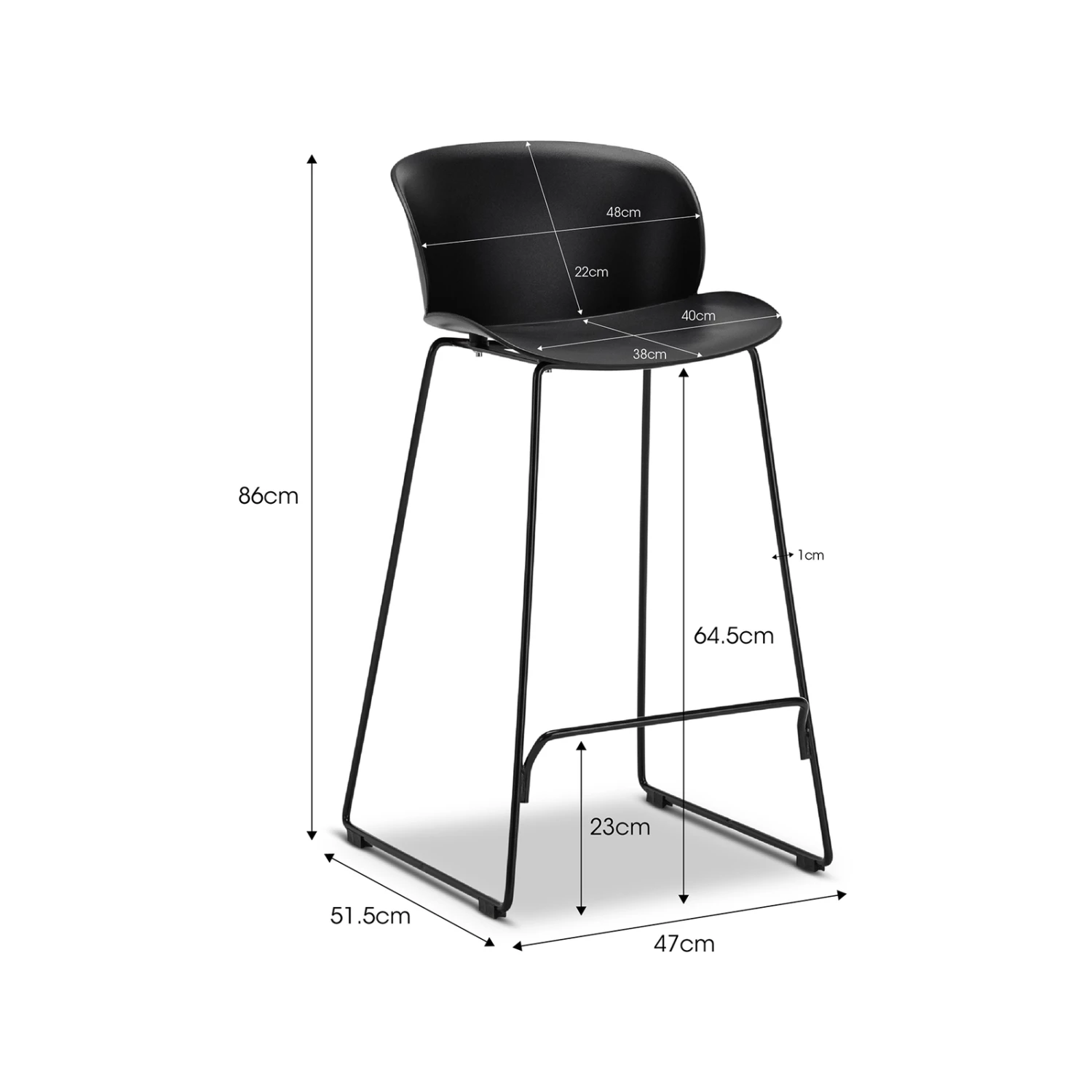 Cheap π₯ L3 Home Koa Set Of 2 Black High Back Sled Barstools With Steel Legs - To Australia β 12 Cheap π₯ L3 Home Koa Set Of 2 Black High Back Sled Barstools With Steel Legs - To Australia β - Image 10