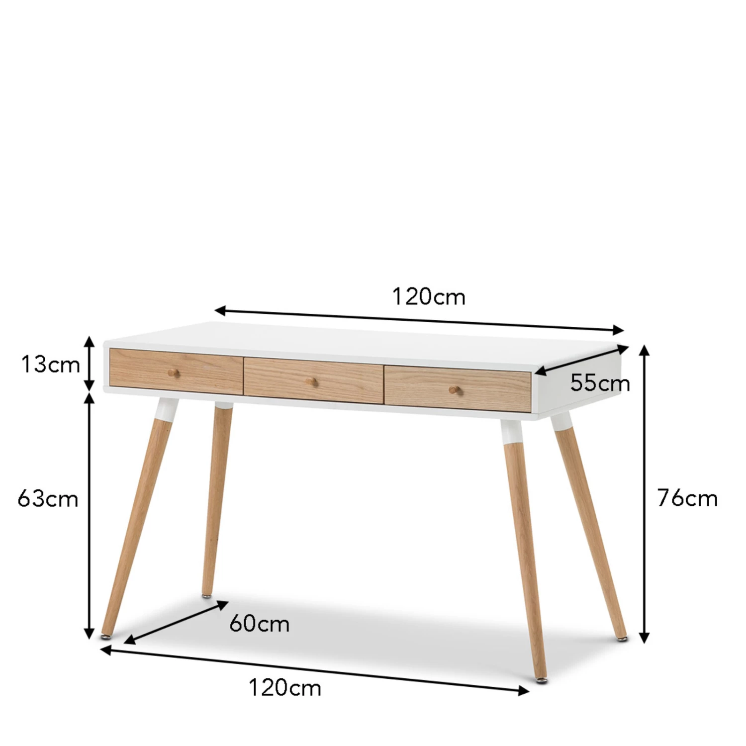 Deals 👍 Australia Only - L3 Home Einar Oak & White 3 Drawer Writing Desk 💯 12 Deals 👍 Australia Only - L3 Home Einar Oak & White 3 Drawer Writing Desk 💯 - Image 10