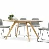 Promo 🔔 L3 Home Carol 5 Piece Natural Oak Dining Set With Grey Sadel Fabric Chairs - To Australia 👍 -L3 Home Sales 200e7ec8038146deaef56b17e5dea47b