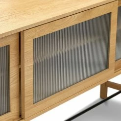 Discount 🥰 Australia Only - L3 Home Arae 3 Door Fluted Glass Designer 210cm Large Sideboard Buffet In Natural Oak 🤩 -L3 Home Sales 2631e7db27134d75b9fd192c66c6fc8d