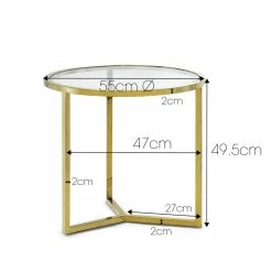 Cheapest ✔️ L3 Home Bianka Polished Gold Round Glass Side Table - To Australia 🎁 -L3 Home Sales 29cf97d7508448a9b9ca6c0bec86dc40