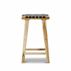 Wholesale 😉 L3 Home Lazie 66cm Black Leather Strapping Teak Wood Bar Stool - To Australia 🧨 -L3 Home Sales 2dea046bd38c435d92cbd188909baa82