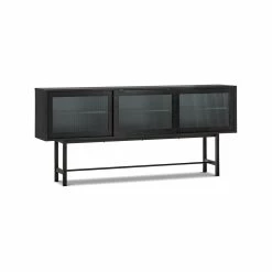 Cheap 👏 Australia Only - L3 Home Arae 3 Door Fluted Glass Designer 210cm Large Sideboard Buffet In Black Oak 👏 -L3 Home Sales 2ee6576235e4451d85aced425573aaa3