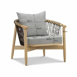 Flash Sale 🥰 L3 Home Tait Solid Ashwood Oak Woven Rope Lounge Armchair Grey - To Australia 🔥 -L3 Home Sales 32384527ae1146ab8b894ec258830ff6