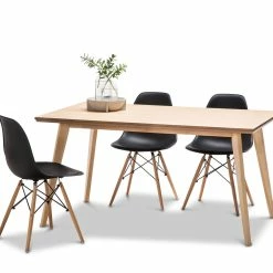 Best reviews of 🌟 Australia Sale - L3 Home Bruno 5 Piece Natural Oak Dining Set With Replica Black Eames Chairs 💯
