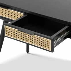 Best deal 🧨 L3 Home Einar Rattan 3 Drawer Black Home Office Writing Desk - To Australia ❤️ -L3 Home Sales 371c0456237c455e933c196b0494a685