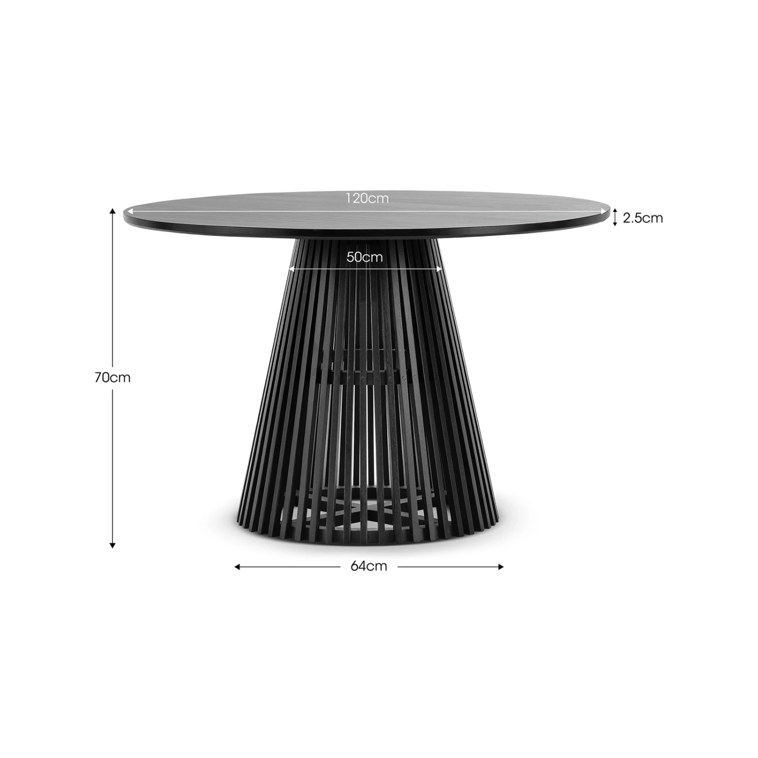 Flash Sale π Australia Sale - L3 Home Pedie Round 120cm Black Solid Teak Wood Slat Dining Table π 10 Flash Sale π Australia Sale - L3 Home Pedie Round 120cm Black Solid Teak Wood Slat Dining Table π - Image 8