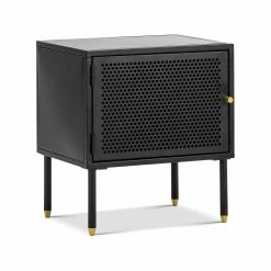 Promo 😀 L3 Home Mesh 1 Door Black Steel Side Table Storage Cabinet - To Australia 👍