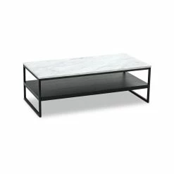 Wholesale ✔️ Australia Sale - L3 Home Ebonie White Marble & Black Rectangular Shelf Coffee Table 🔔 -L3 Home Sales 422891a22d2e4aeba93b9730cbe84bd7