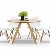 Buy 🎉 Australia Sale - L3 Home Milari 5 Piece Round Natural Oak Dining Set With Replica White Eames Chairs ✔️ -L3 Home Sales 45100ba663924b53b2e32ca092197350
