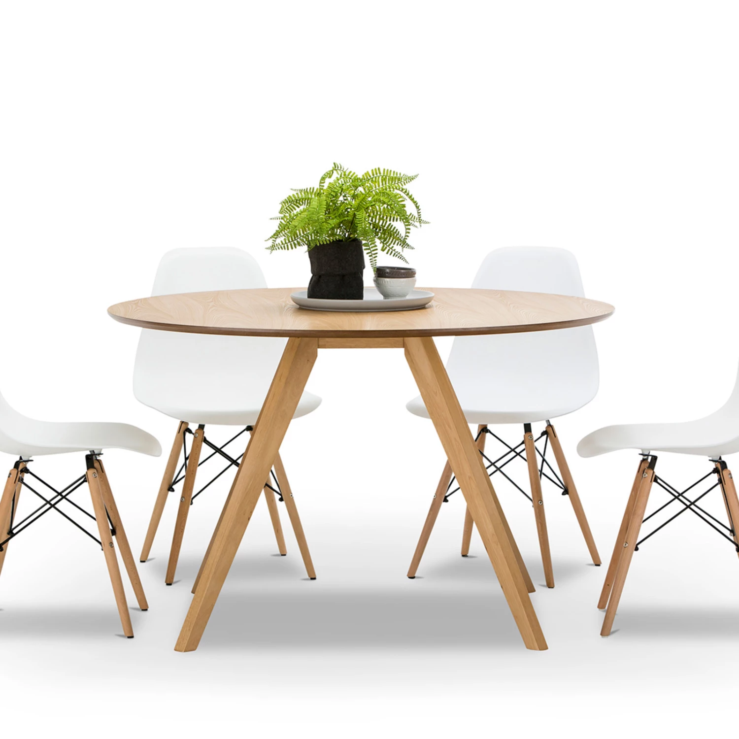 Buy π Australia Sale - L3 Home Milari 5 Piece Round Natural Oak Dining Set With Replica White Eames Chairs βοΈ 3 Buy π Australia Sale - L3 Home Milari 5 Piece Round Natural Oak Dining Set With Replica White Eames Chairs βοΈ