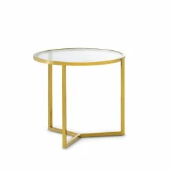 Cheapest ✔️ L3 Home Bianka Polished Gold Round Glass Side Table - To Australia 🎁 -L3 Home Sales 45a1102099c64724a5a4dc8d06ea9697