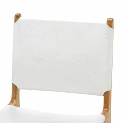 Promo 🌟 L3 Home Casey Set Of 2 White Flat Leather Natural Teak Wood Dining Chairs - To Australia 🛒 -L3 Home Sales 4b35bc1e5a8143b285145339dee9091d