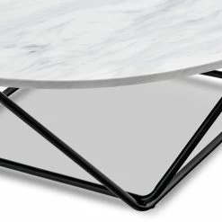 Discount 😍 L3 Home Aria White Marble & Black Round Coffee Table - To Australia 🎁 -L3 Home Sales 4ca5bde03d324048822ffe39594e8ec3