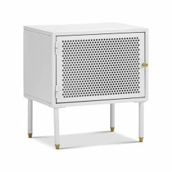 Promo 👍 Australia Only - L3 Home Mesh 1 Door White Steel Side Table Storage Cabinet 🔔