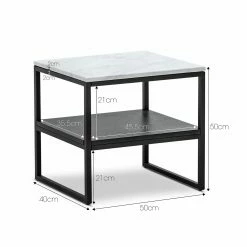 Promo 🧨 Australia Only - L3 Home Ebonie White Marble & Black Square Shelf Side Table 😀 -L3 Home Sales 574e485bd5bd43f282ec9ed1f9248254
