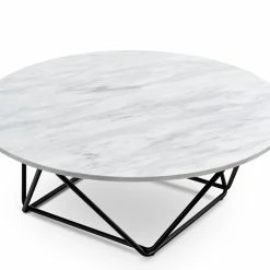 Discount 😍 L3 Home Aria White Marble & Black Round Coffee Table - To Australia 🎁 -L3 Home Sales 58a5353332924626a92ba4c7121ca9fb