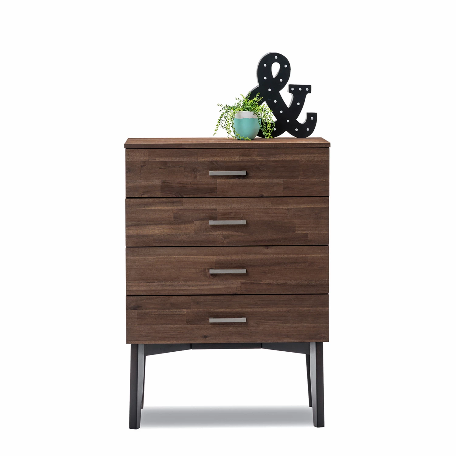 Promo β L3 Home Selena 4 Drawer Acacia Oak Tallboy Chest Dark Brown - To Australia π 4 Promo β L3 Home Selena 4 Drawer Acacia Oak Tallboy Chest Dark Brown - To Australia π - Image 2