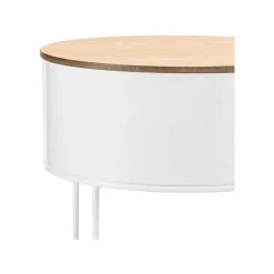 Promo 😉 Australia Only - L3 Home Nyah 40cm Round White & Natural Storage Side Table 😀 -L3 Home Sales 5c3f361c618547ea833c55ed48d265cf