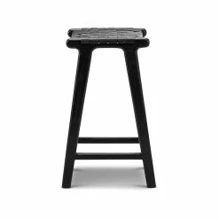 Flash Sale 💯 L3 Home Lazie 66cm All Black Leather Strapping Barstool In Solid Teak Wood - To Australia ✔️ -L3 Home Sales 5d875fb758b146eeac7f4285266b14eb