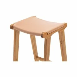 Outlet 😍 Australia Sale - L3 Home Casey 66cm Nude Tan Flat Leather Natural Teakwood Barstool 🛒 -L3 Home Sales 5fdca141f47b4d1bbcb4d2be4c99acf4