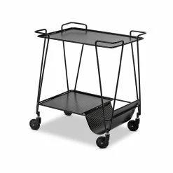Coupon ⌛ Australia Sale - L3 Home Kian Matte Black Steel Bar Cart Drink Trolley 🎁 -L3 Home Sales 60453309e6e9404c82a55ea6bba7319b