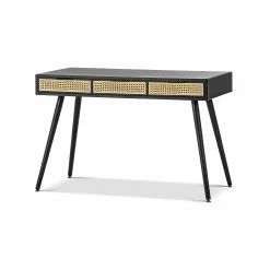 Best deal 🧨 L3 Home Einar Rattan 3 Drawer Black Home Office Writing Desk - To Australia ❤️