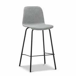 Best Pirce ✨ L3 Home Sadel Set Of 2 65cm Grey Fabric High Back Barstools With Black Steel Legs - To Australia 🔥