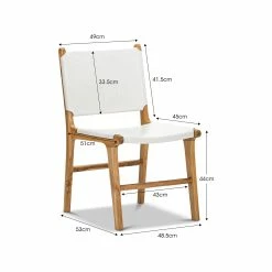 Promo 🌟 L3 Home Casey Set Of 2 White Flat Leather Natural Teak Wood Dining Chairs - To Australia 🛒 -L3 Home Sales 6845fb0e8aad4188ad6114995925d385