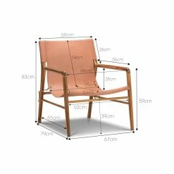Buy ⌛ Australia Sale - L3 Home Norah Teak & Natural Tan Leather Sling Armchair 🧨 -L3 Home Sales 6ad966826c6f4a3d92148a53fea5e6a0