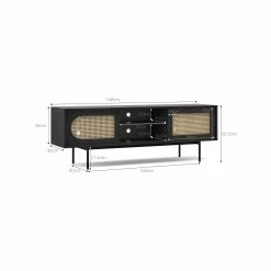 Top 10 ✔️ Australia Sale - L3 Home Fenton Woven Rattan 3 Door TV Entertainment Unit In Natural Oak Wood Black 😍 -L3 Home Sales 6e9ce6cd42434530a81503b050f6ec92