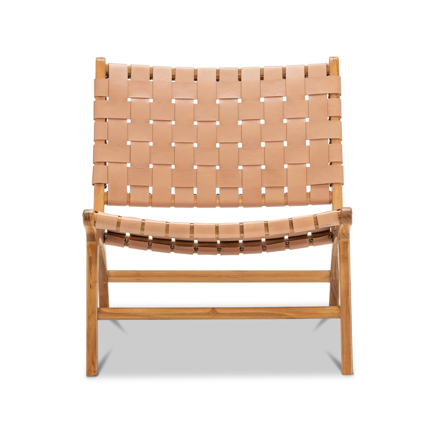 Promo π Australia Only - L3 Home Casey Nude Tan Woven Leather Solid Natural Teak Wood Lounge Chair π€© 4 Promo π Australia Only - L3 Home Casey Nude Tan Woven Leather Solid Natural Teak Wood Lounge Chair π€© - Image 2
