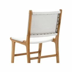 Promo 🌟 L3 Home Casey Set Of 2 White Flat Leather Natural Teak Wood Dining Chairs - To Australia 🛒 -L3 Home Sales 7169d76fb6d84a78a04f8189666122af