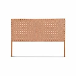 Wholesale 𧨠L3 Home Casey Queen Size Nude Tan Woven Leather Natural Solid Teak Wood Bedhead - To Australia π
