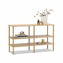 Deals 💯 L3 Home Rakie 120cm Wide Display Shelving Console Unit In Natural Oak Wood - To Australia 👏