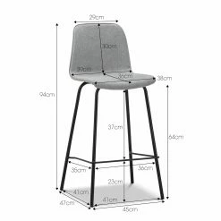 Best Pirce ✨ L3 Home Sadel Set Of 2 65cm Grey Fabric High Back Barstools With Black Steel Legs - To Australia 🔥 -L3 Home Sales 76ea39e71b0c45fe925ca32c18c0ed09