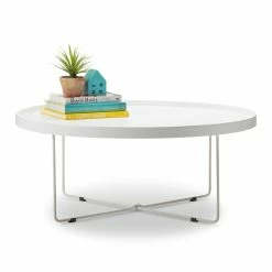 Promo 🔔 Australia Sale - L3 Home Hover White Round Tray Coffee Table 😉