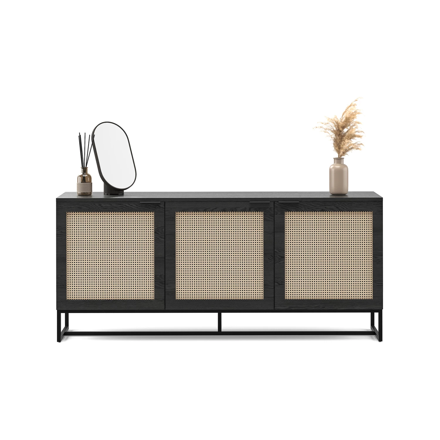 Wholesale π€© Australia Sale - L3 Home Hendrick 3 Door Woven Rattan Sideboard Buffet In Black Oak Wood π₯ 4 Wholesale π€© Australia Sale - L3 Home Hendrick 3 Door Woven Rattan Sideboard Buffet In Black Oak Wood π₯ - Image 2