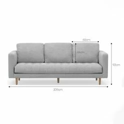 Best Sale 😉 Australia Sale - L3 Home Kirra 3 Seater Dove Grey Mid-Century Tufted Fabric Sofa Light Grey 😀 -L3 Home Sales 8218bf154a8144d5bf769a182e32382e