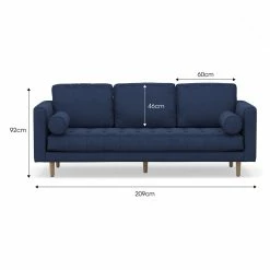 Promo 😉 Australia Sale - L3 Home Kirra 3 Seater Indigo Blue Mid-Century Tufted Velvet Sofa Midnight Blue 💯 -L3 Home Sales 82576cb3418d44c08eb4168b2af256f0